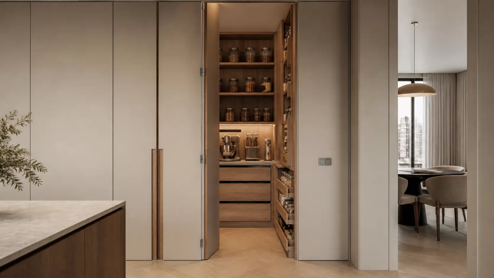 Кладовая на кухне: пенал, скрытая комната или walk-in pantry
